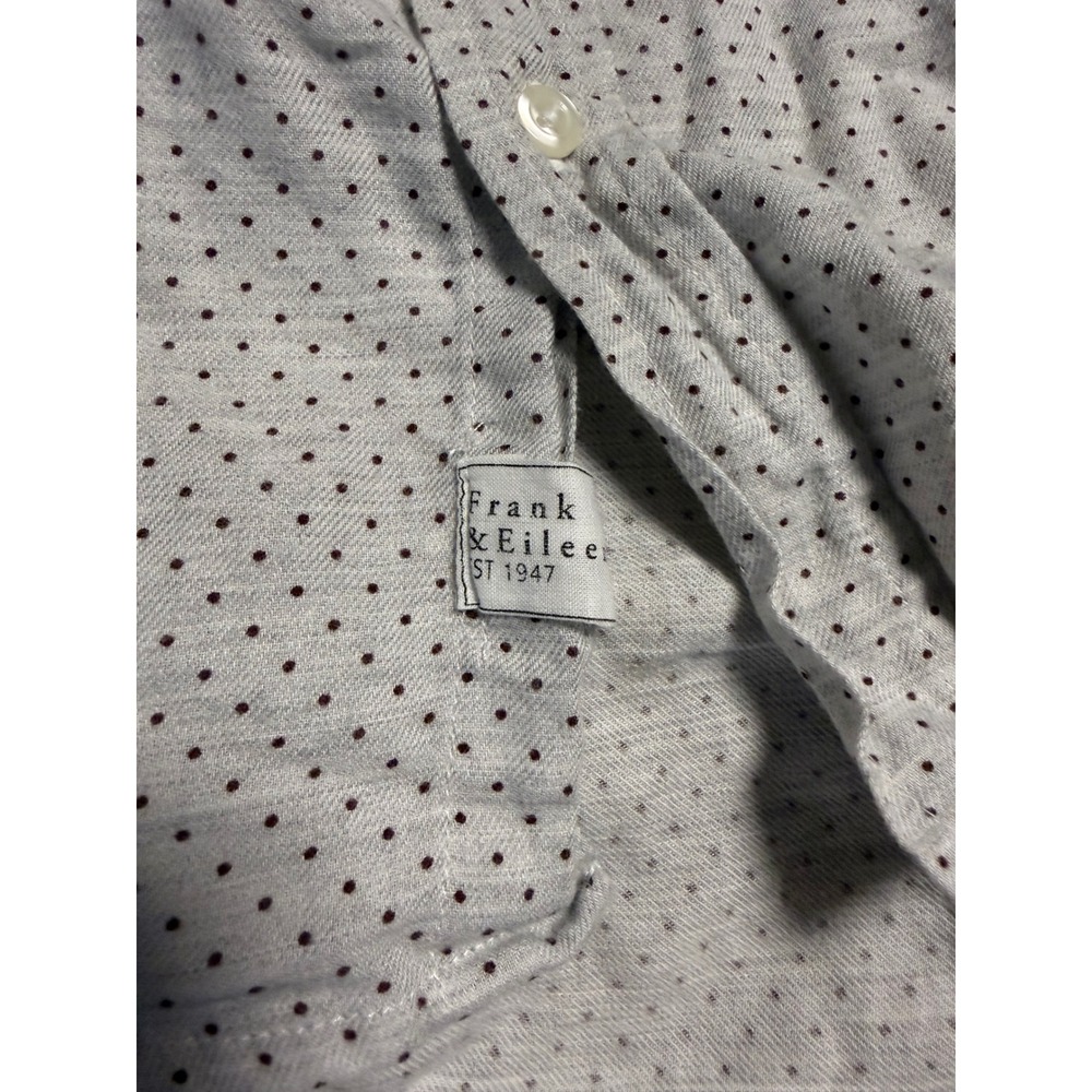 NEW Frank & Eileen Barry Grey Polka Dot Button Up Shirt 100% Cotton XXS - Picture 5 of 7
